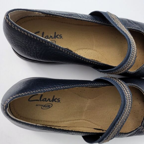 CLARKS Active Air Geraldine Womens 9 Mary Jane 81539 Navy Blue Leather Shoes - Picture 8 of 10